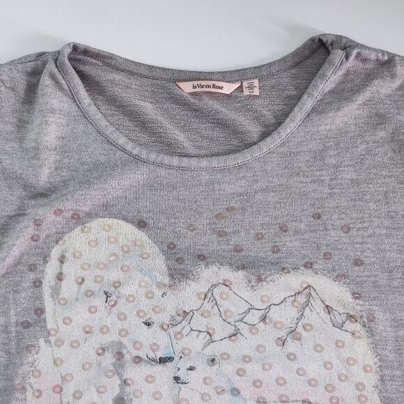 la Vie en Rose polar bears pullover women's size S grey with graphic design - Picture 2 of 11